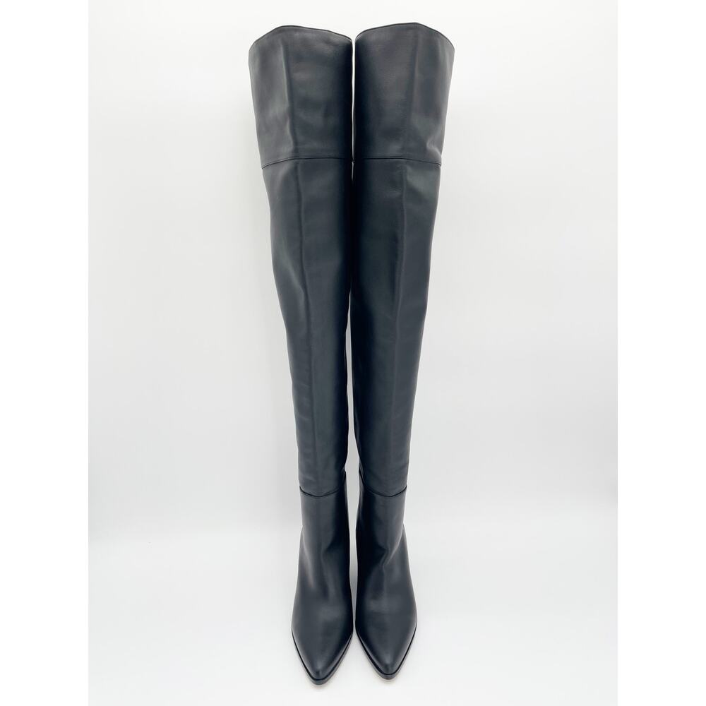 Jimmy Choo Cece 80 Black Pointed Toe Over the Knee Block Heel Boots IT 38.5 - Picture 6 of 12